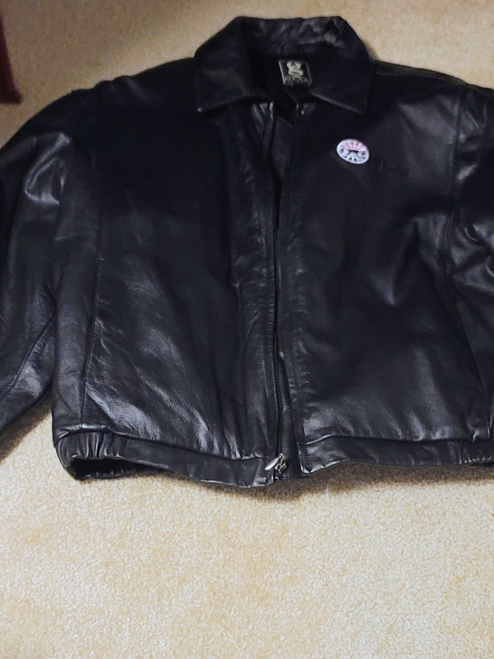 VINTAGE LAS VEGAS SPEEDWAY Black Leather Bomber Jacket - Men's